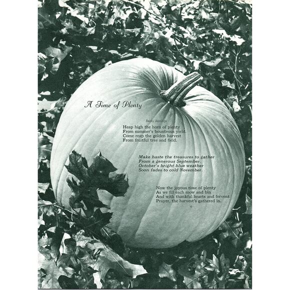 A Time of Plenty Becky Jennings Pumpkin 1960s Poem Retro Kitsch Wall Art SF2 - Picture 1 of 2